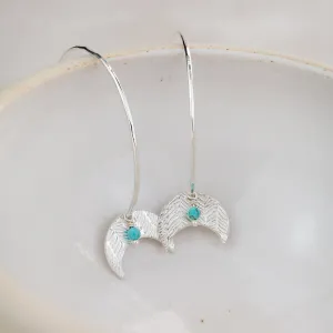 Sterling Silver Moon and Turquoise Hoop Earring