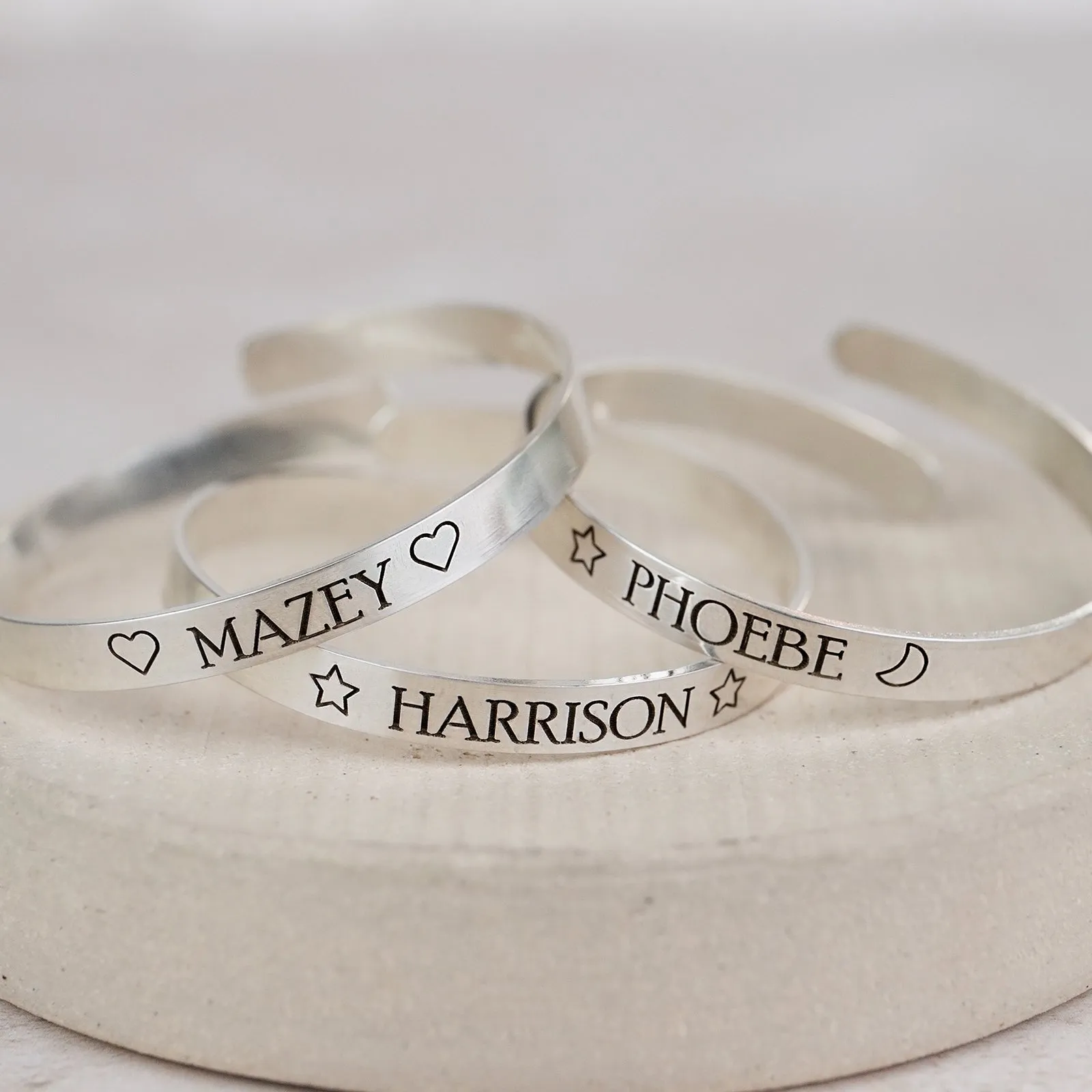 Sterling Silver Personalised Engraved Christening Bangle
