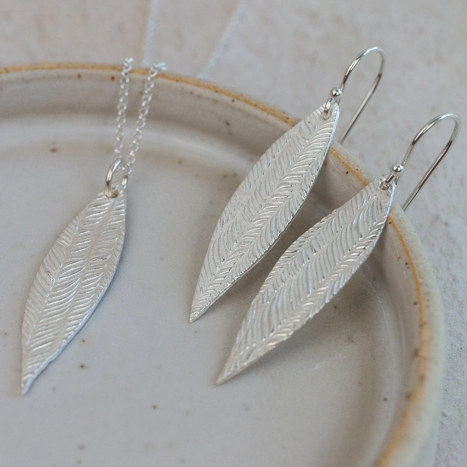 Sterling Silver Textured Palm Earrings