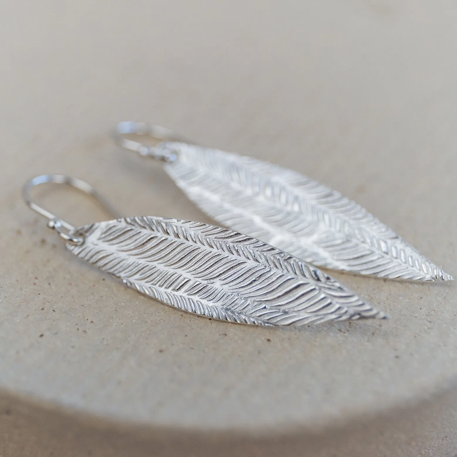 Sterling Silver Textured Palm Earrings