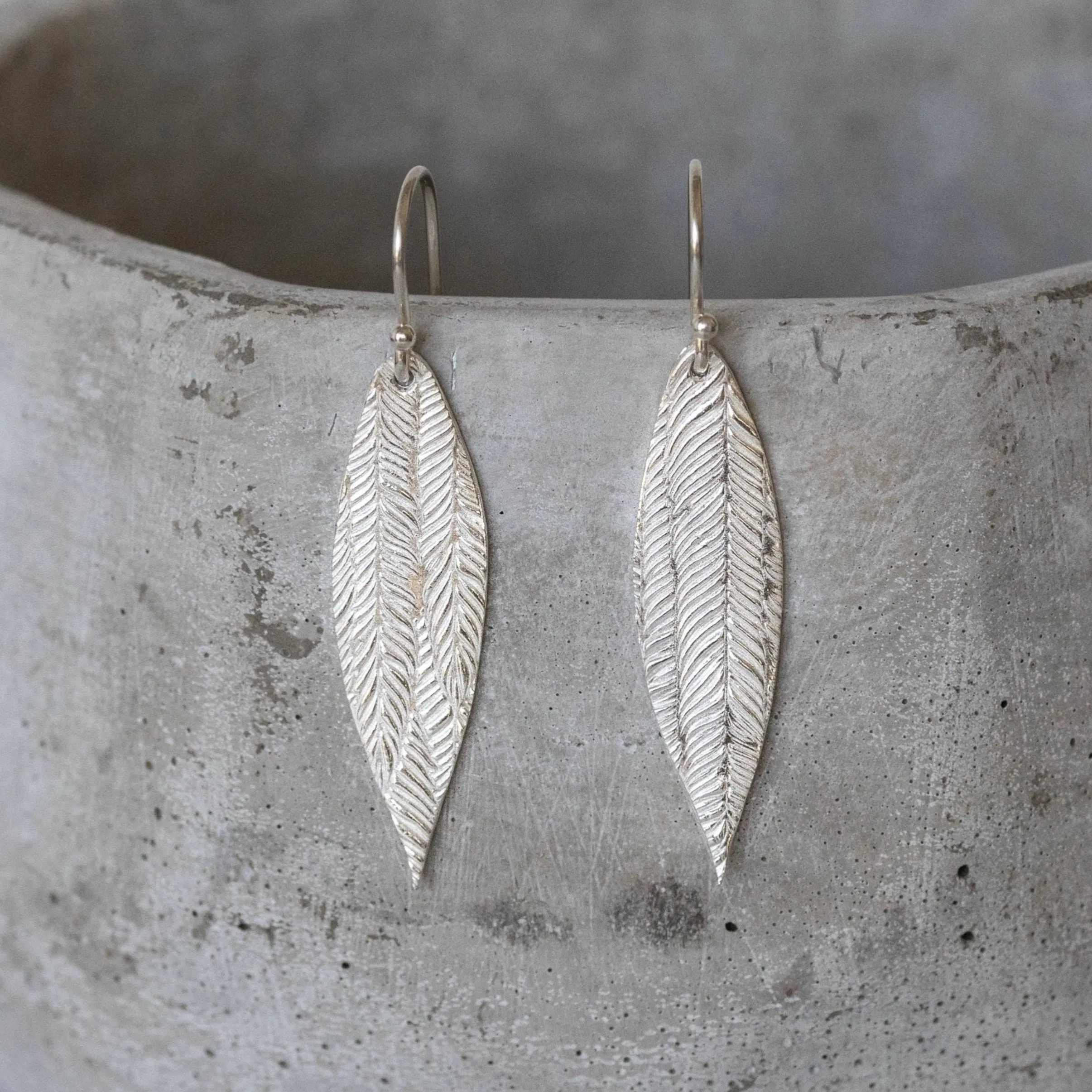 Sterling Silver Textured Palm Earrings
