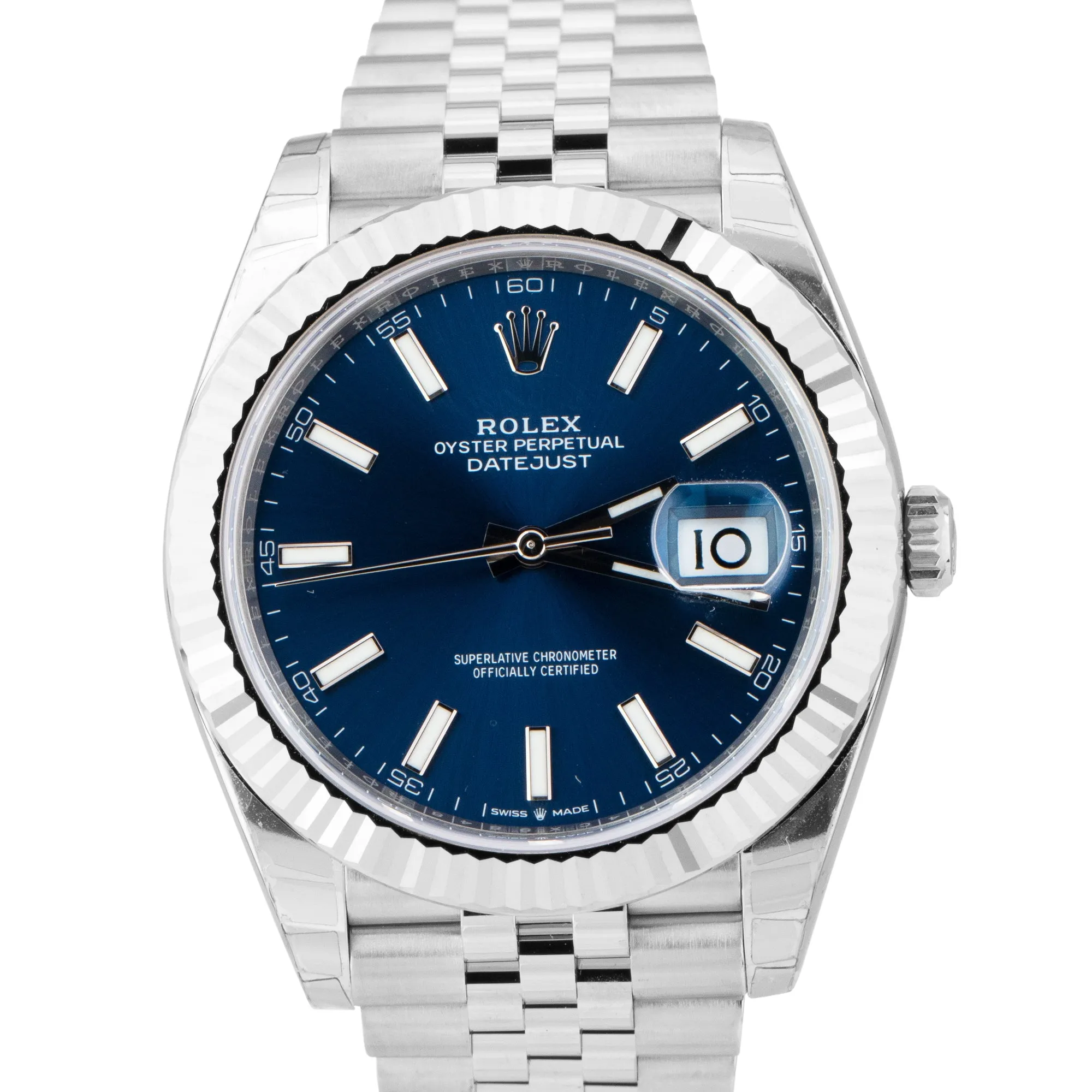 STICKERED 2021 Rolex DateJust 41 Blue Stainless Steel Jubilee 41mm Watch 126334