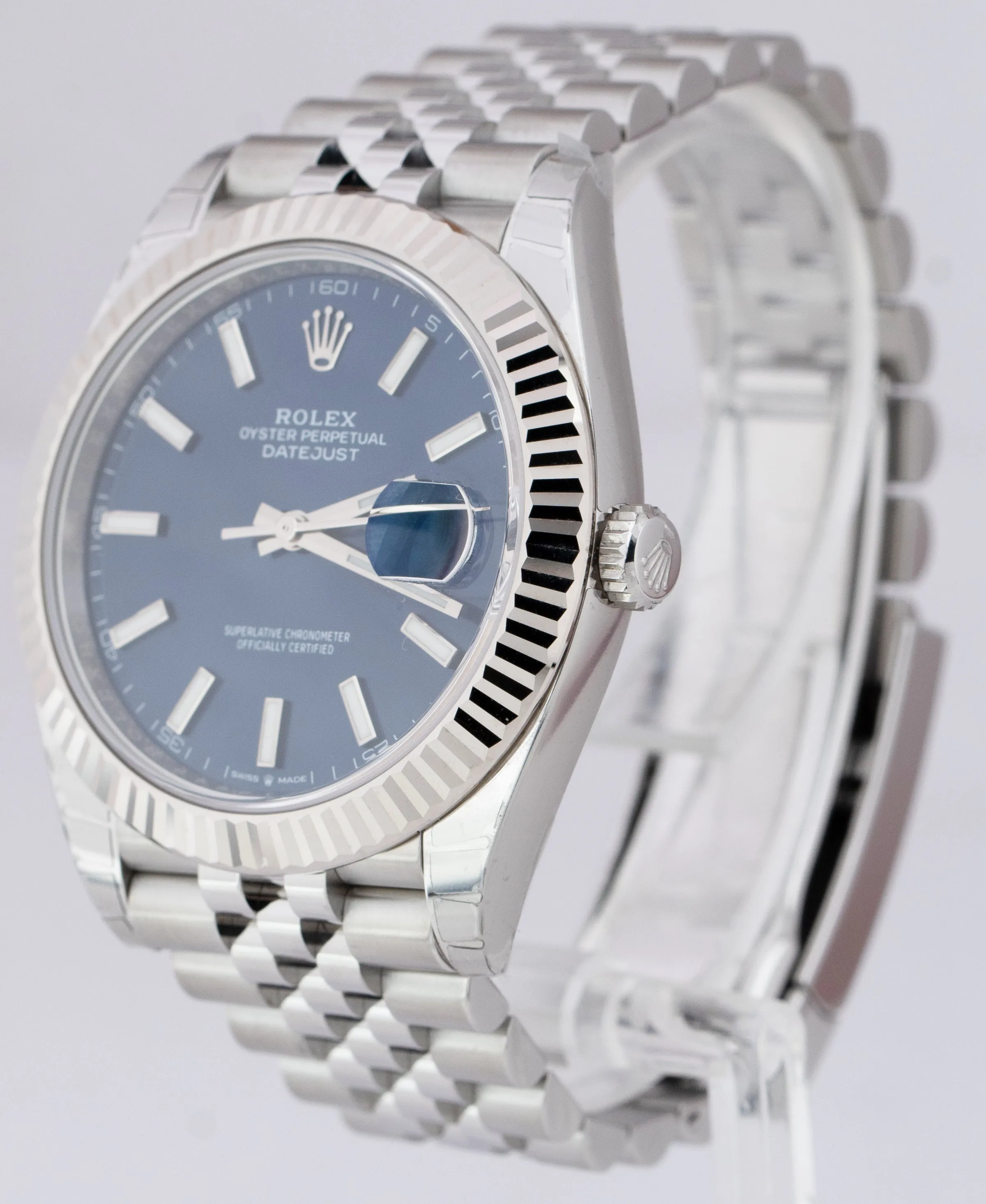 STICKERED 2021 Rolex DateJust 41 Blue Stainless Steel Jubilee 41mm Watch 126334