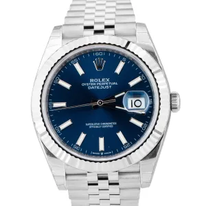 STICKERED 2021 Rolex DateJust 41 Blue Stainless Steel Jubilee 41mm Watch 126334