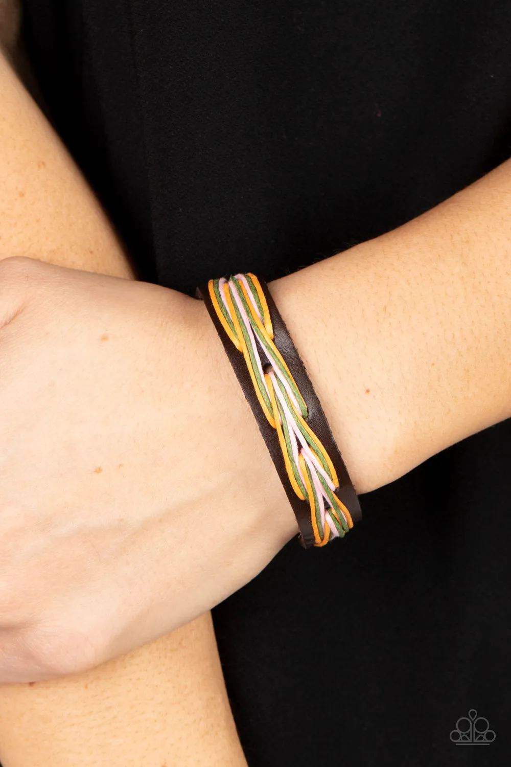 STRING-a-Ding-Ding - Pink (Orange and Green Strings) Bracelet