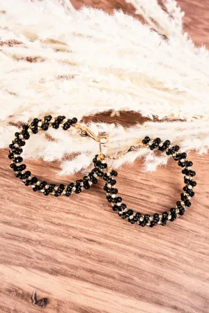 Summit View Black Beaded Hoop Earrings