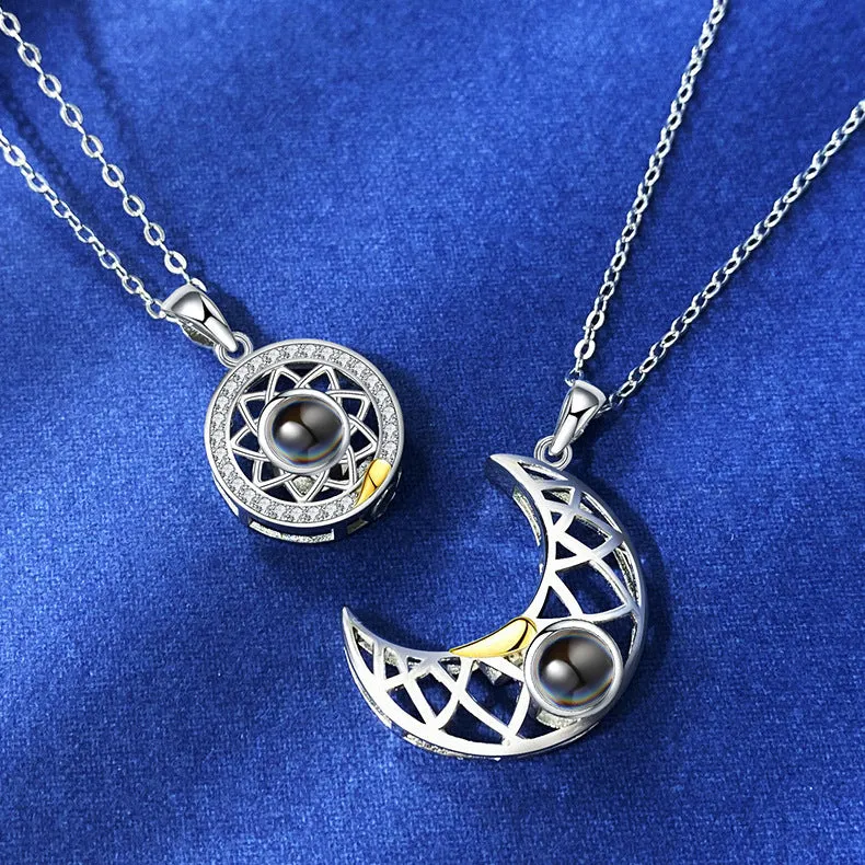 Sun Moon Shape Couple Personalized Necklaces Gifts