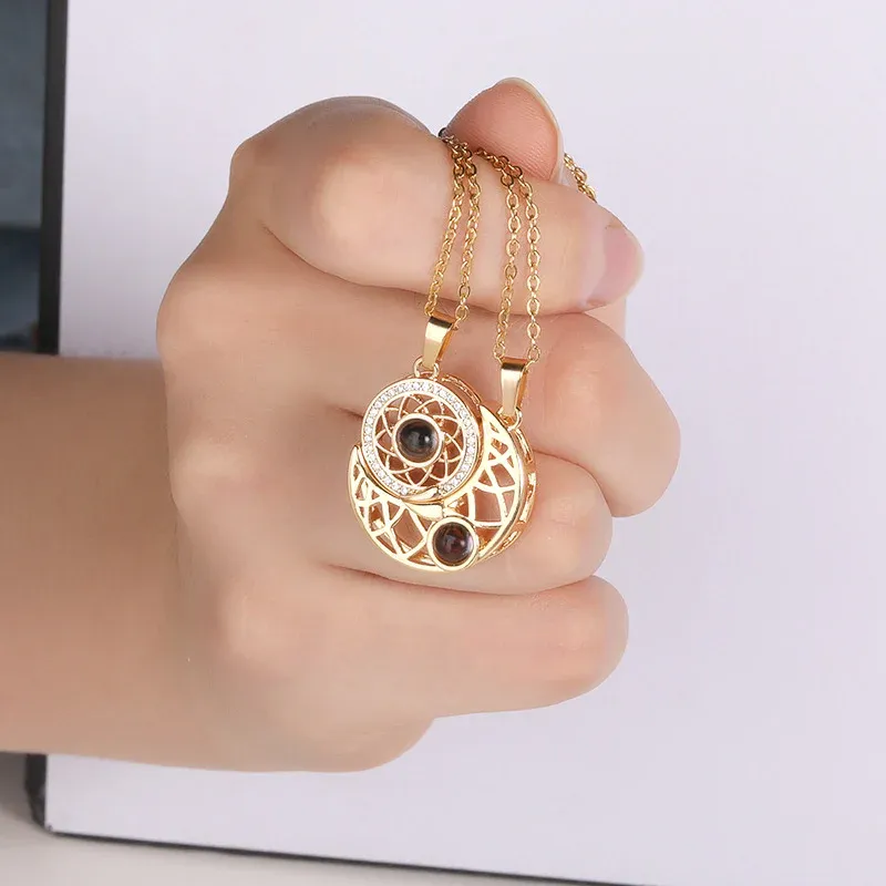 Sun Moon Shape Couple Personalized Necklaces Gifts