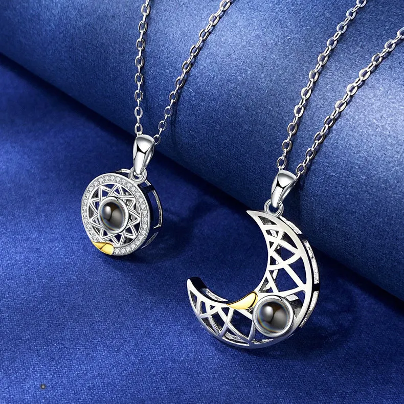 Sun Moon Shape Couple Personalized Necklaces Gifts