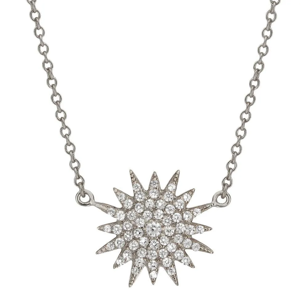 SUNBURST NECKLACE, BR STERLING SILVER