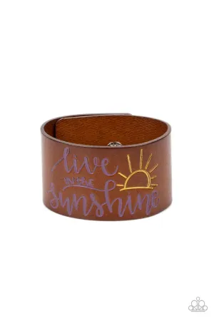 Sunshine Season - Purple - "Live in the Sunshine" Inspirational Leather Paparazzi Snap Wrap Bracelet