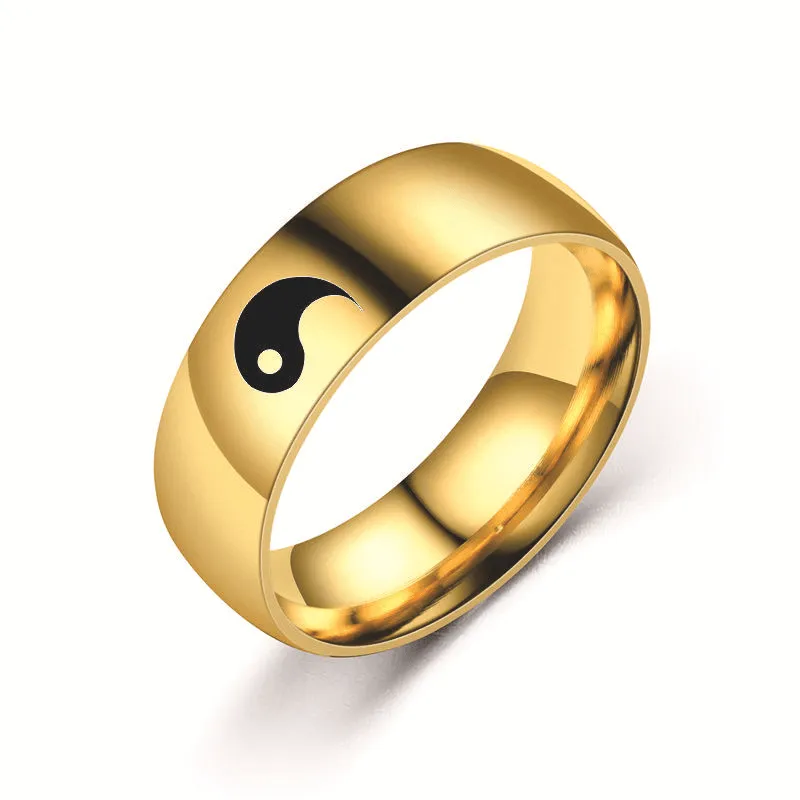 Tai Chi Titanium Steel Rings Stylish Unisex Rings
