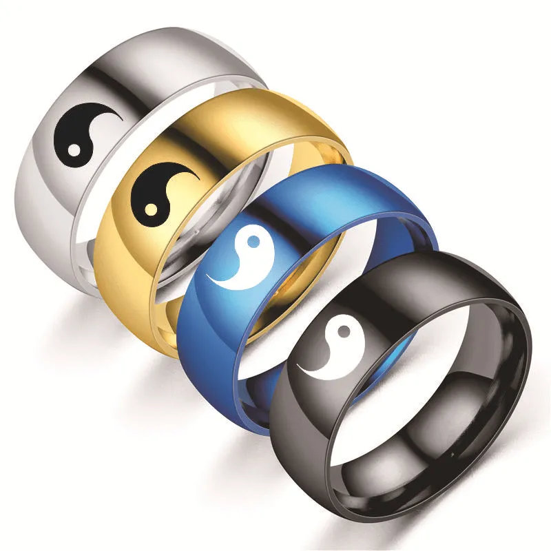 Tai Chi Titanium Steel Rings Stylish Unisex Rings
