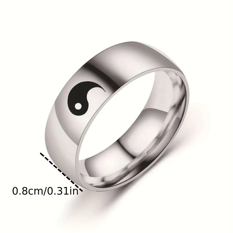 Tai Chi Titanium Steel Rings Stylish Unisex Rings