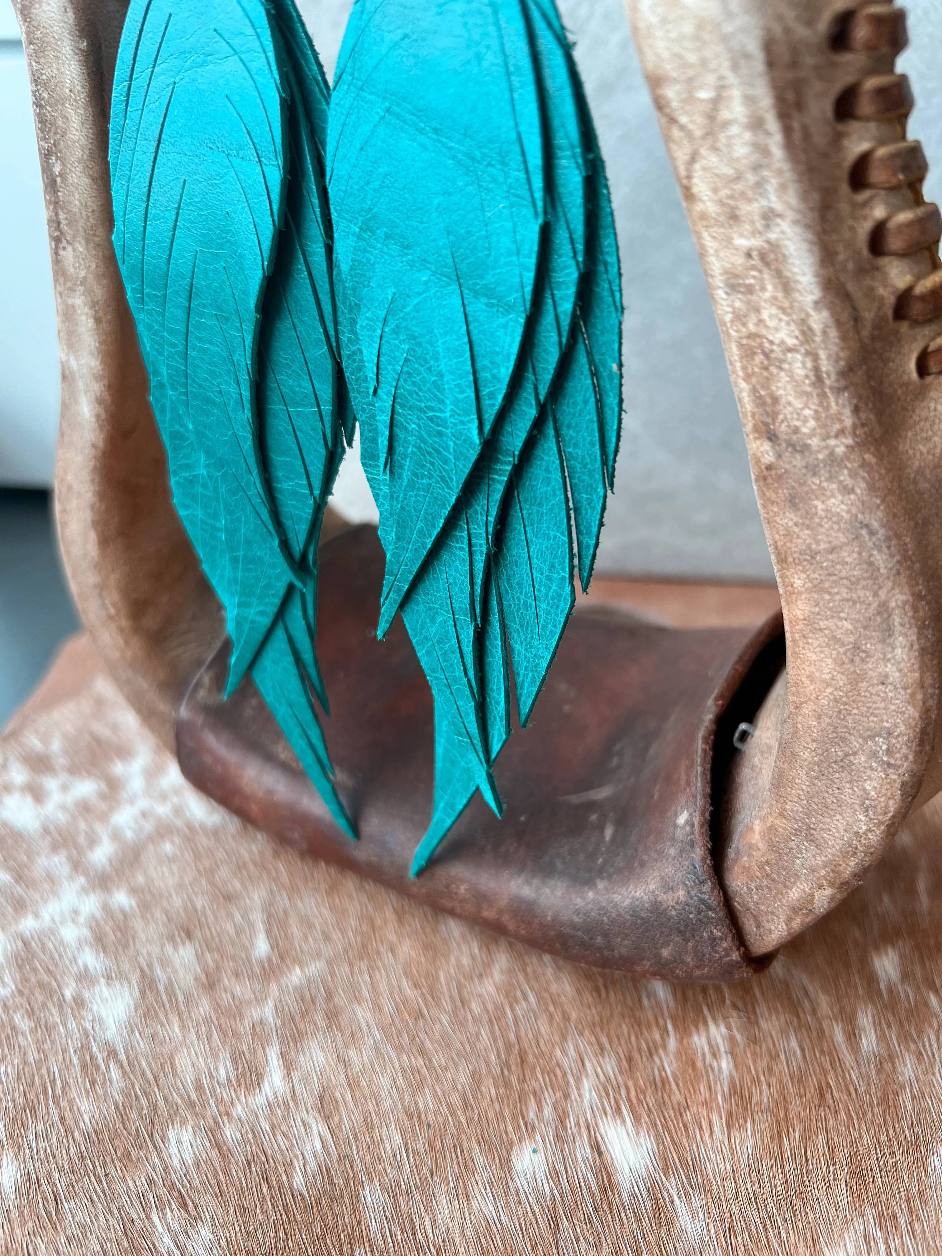Teal 5' Fringed in Faith Dawson Fringe Feather