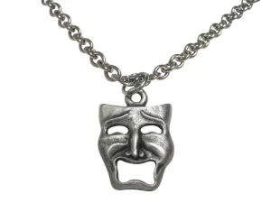 Textured Drama Sad Mask Pendant Necklace