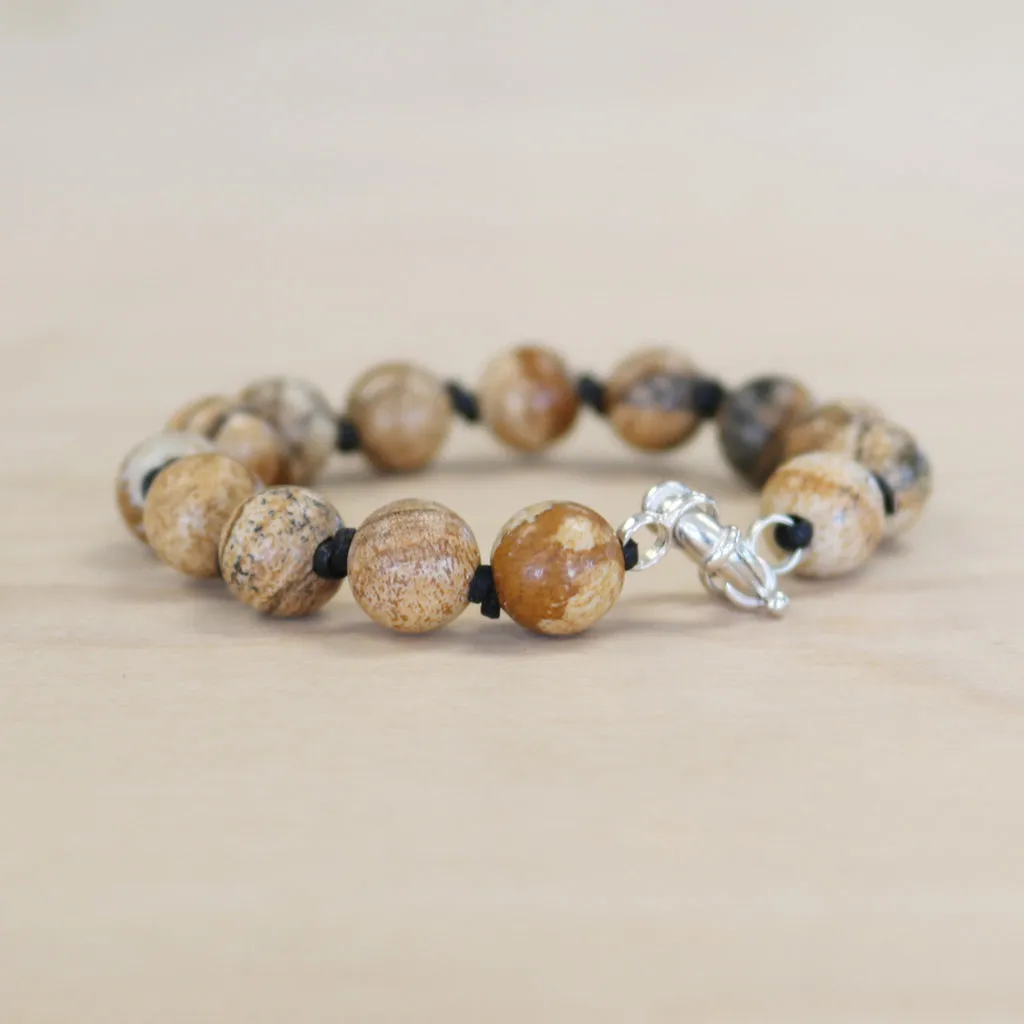 The Nala - Picture Jasper   Leather bracelet