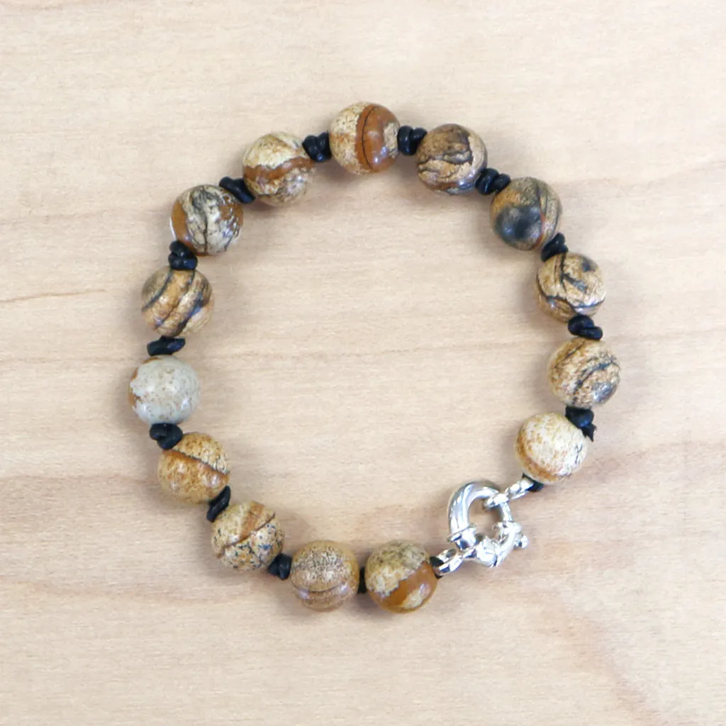 The Nala - Picture Jasper   Leather bracelet