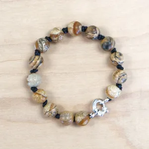The Nala - Picture Jasper   Leather bracelet