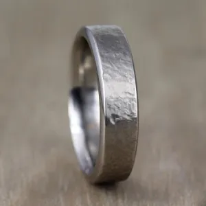 The Stellar - 6mm Titanium Wedding Ring Band Distressed Finish