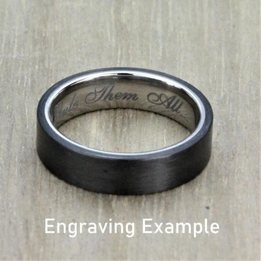The Stellar - 6mm Titanium Wedding Ring Band Distressed Finish