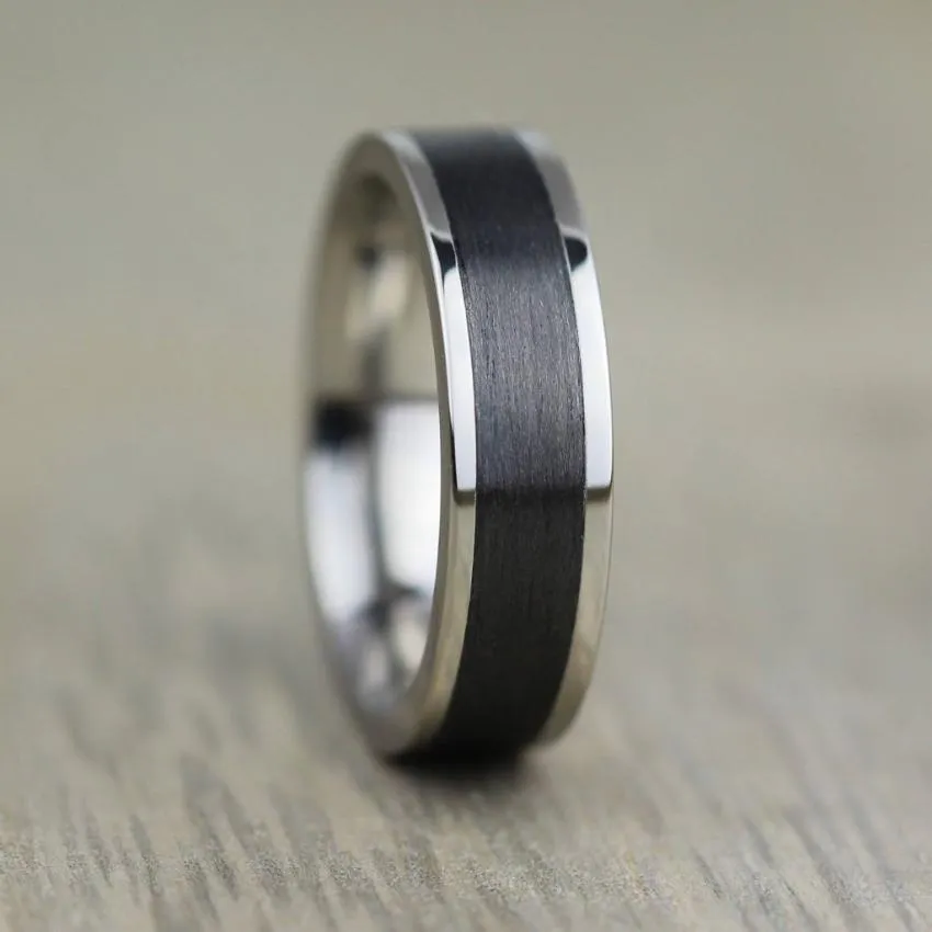 The Valkyrie - Titanium & Carbon Fibre Wedding Ring 6mm or 7mm