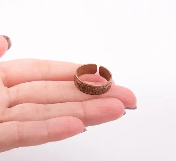 Tibetan Buddhist Ring Lucky Mantra Crafted copper Finger