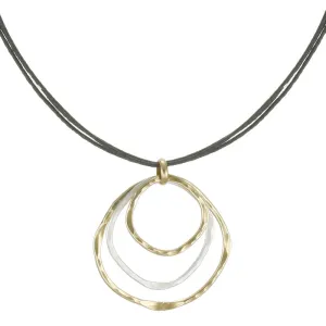 Tiered Ring Necklace on Black Cord