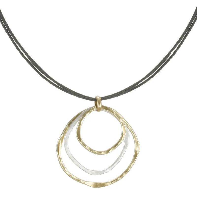 Tiered Ring Necklace on Black Cord