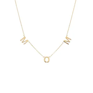 Tiny Diamond Scattered Mom Necklace 14K