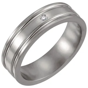 Titanium .025 CTW Diamond Grooved 6mm Band Size 12