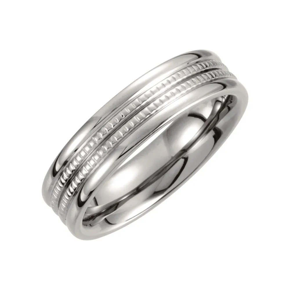 Titanium 6mm Grooved Band Size 7