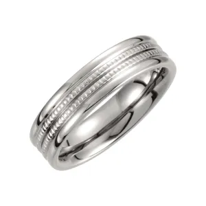Titanium 6mm Grooved Band Size 7