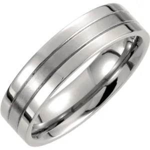 Titanium 6mm Grooved Band Size 8