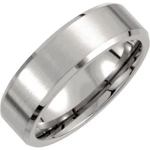 Titanium 7 mm Beveled-Edge Band with Satin Finish Size 12