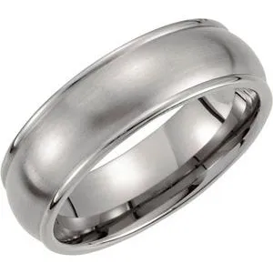 Titanium 7 mm Grooved & Satin Finish Band Size 8