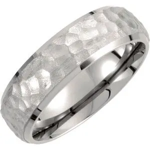 Titanium 7 mm Hammered Finish Beveled-Edge Band  Size 11.5