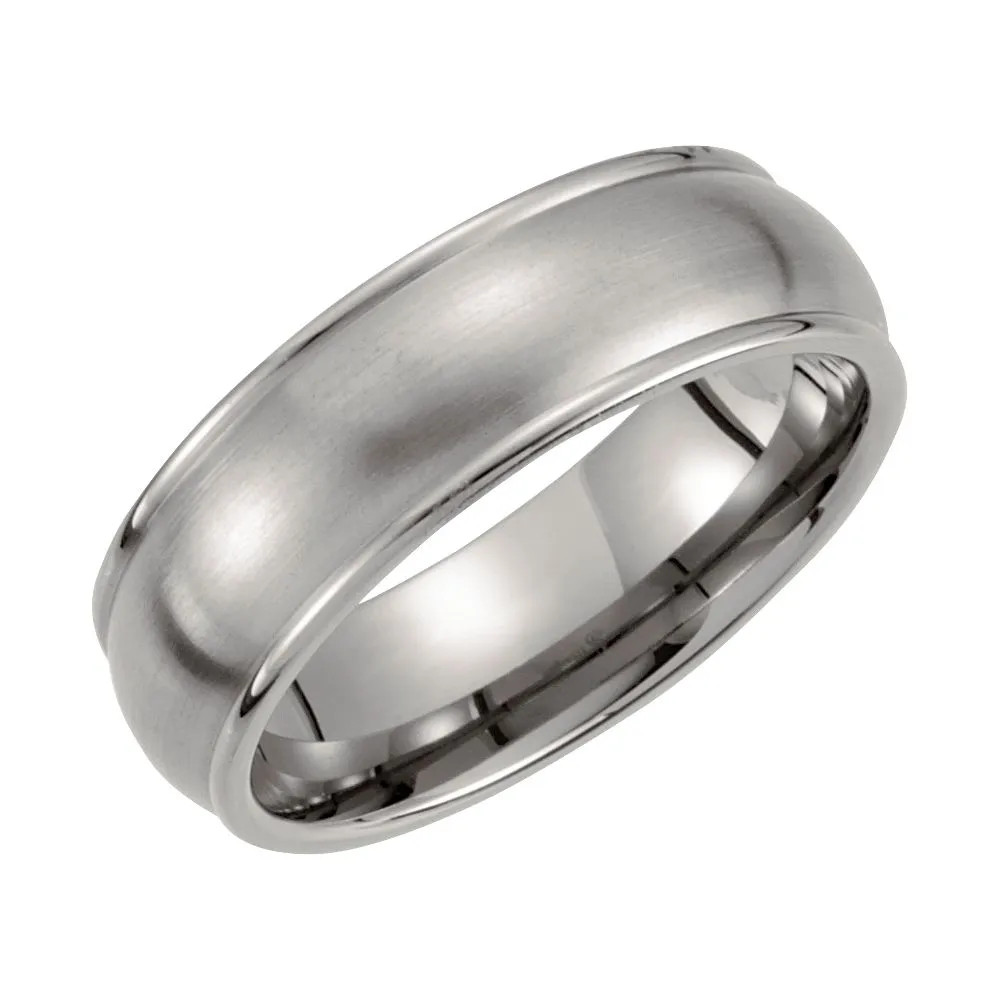 Titanium 7mm Grooved & Satin Finish Band Size 12.5