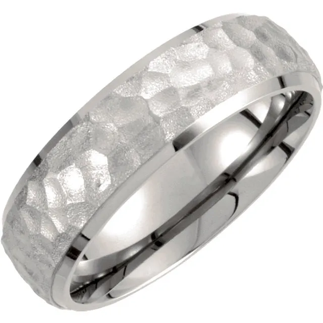 Titanium 7mm Hammered Finish Beveled Edge Band Size 10