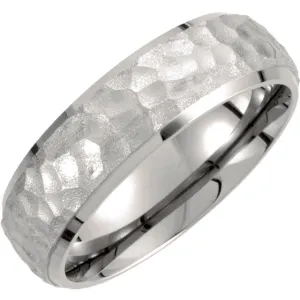 Titanium 7mm Hammered Finish Beveled Edge Band Size 10