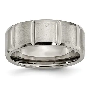 Titanium 8mm Grooved Satin & Polished Band