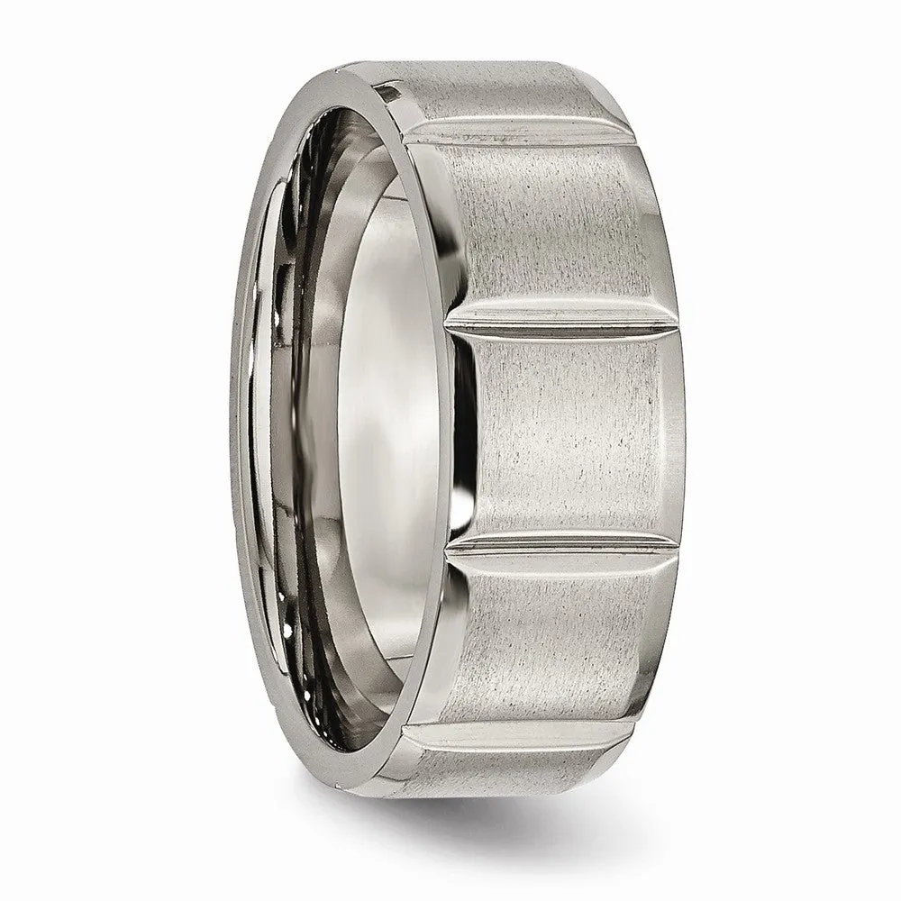 Titanium 8mm Grooved Satin & Polished Band