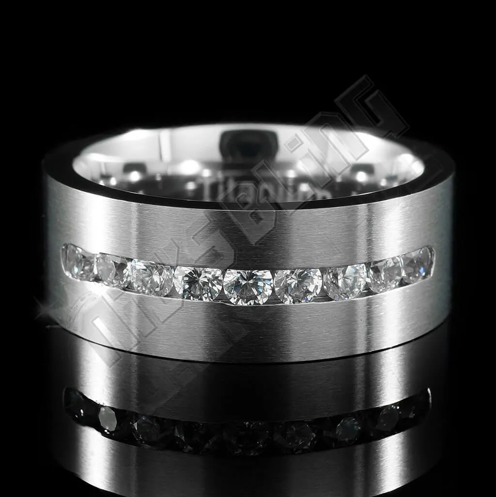 Titanium 9 CZ Stone Ring