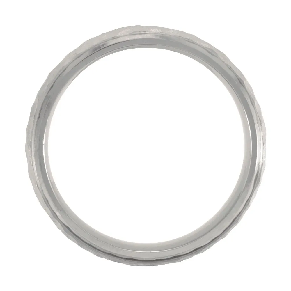 Titanium & Gold Immerse Plated 7mm Hammered Finish Beveled Edge Band Size 11