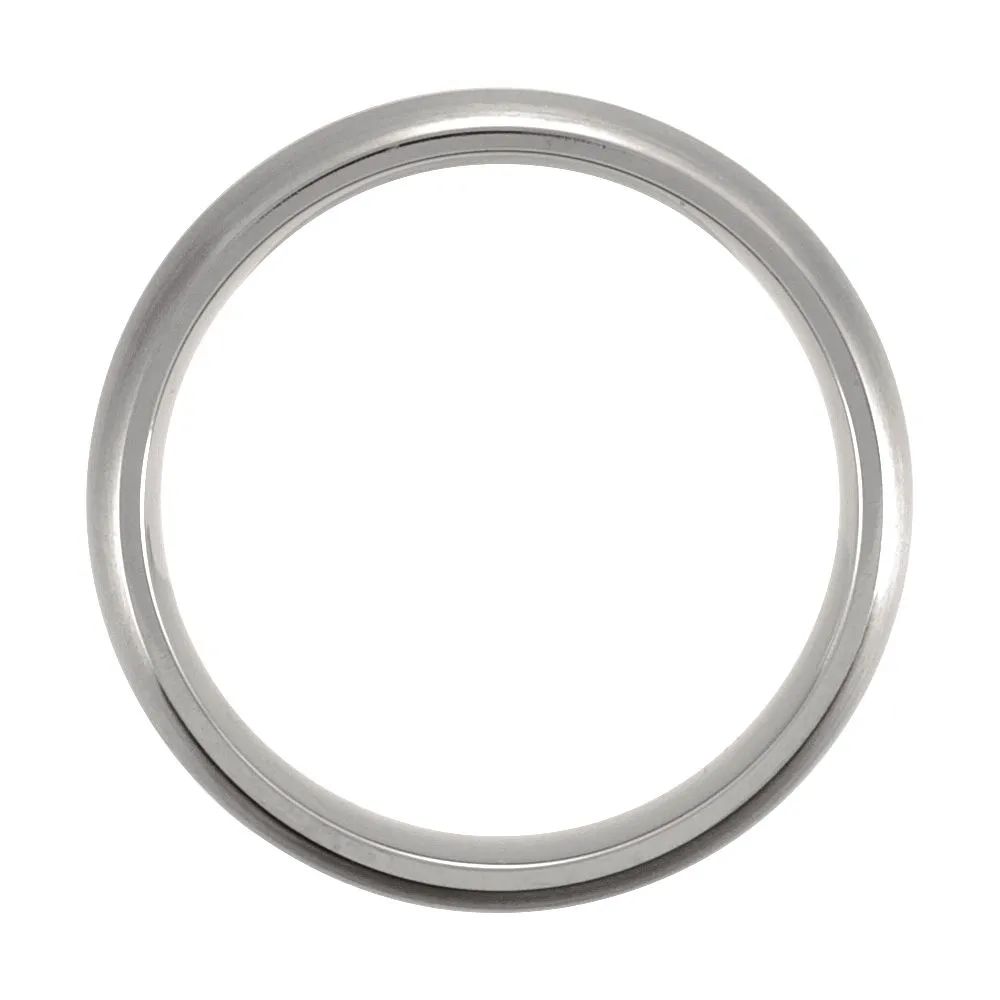 Titanium & Sterling Silver Inlay 7mm Satin Finish Domed Band Size 8.5