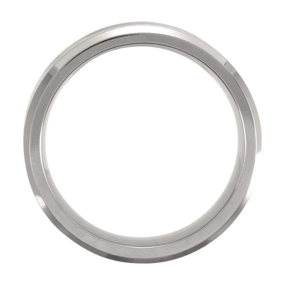 Titanium & Sterling Silver Inlay 9mm Beveled Edge Band Size 10.5