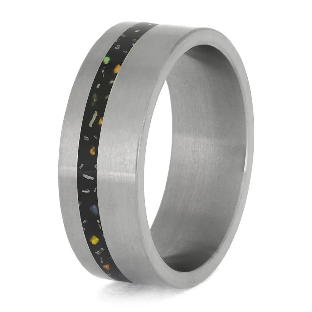 Titanium and Black Opal Stardust™ Wedding Band