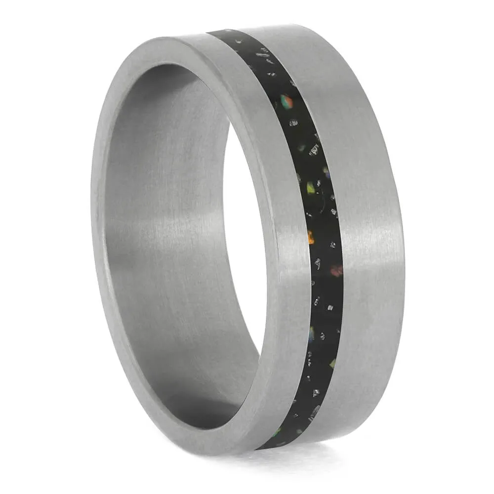 Titanium and Black Opal Stardust™ Wedding Band