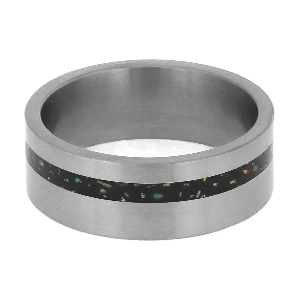 Titanium and Black Opal Stardust™ Wedding Band