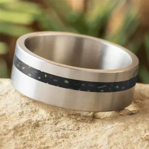 Titanium and Black Opal Stardust™ Wedding Band